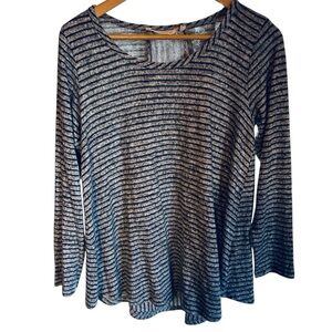 NWOT Soft Surroundings Gray/Blue Striped Top Small